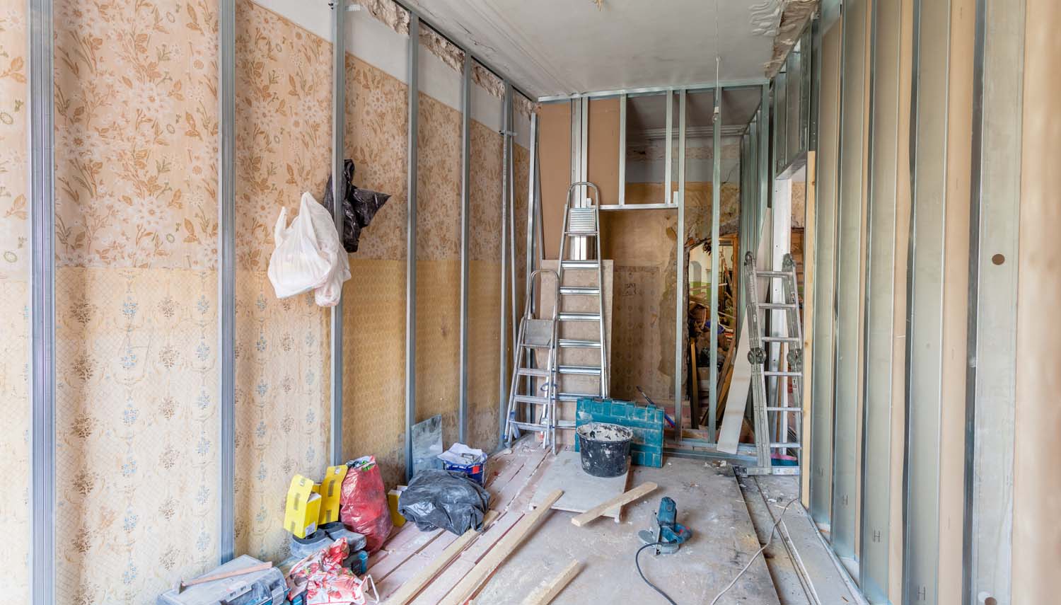 image of drywall install on a residential construction site