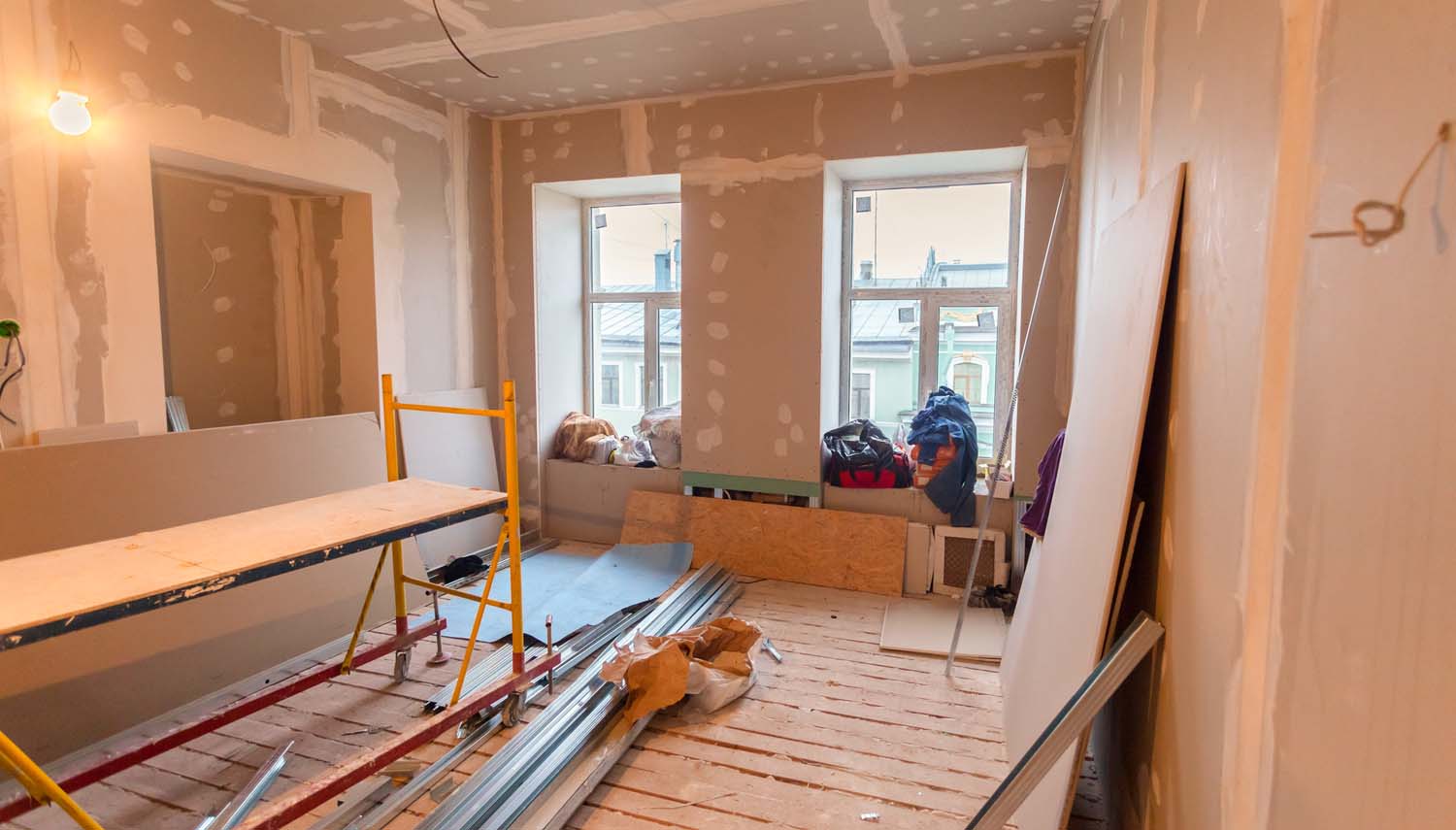 drywall installation inside a room in a home