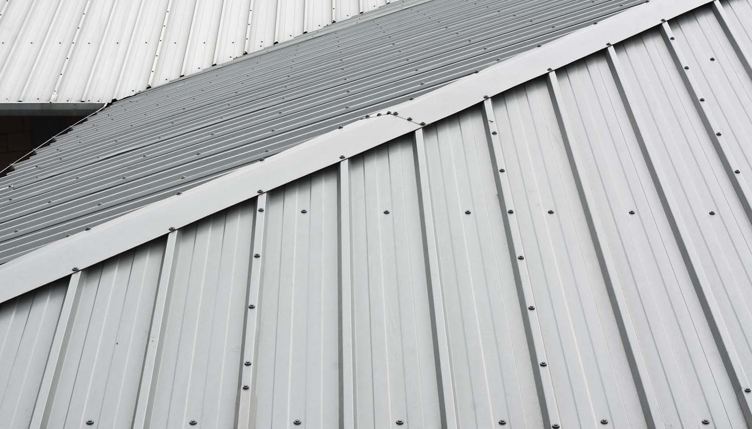 close view of metal roof showing the detail  of the construction