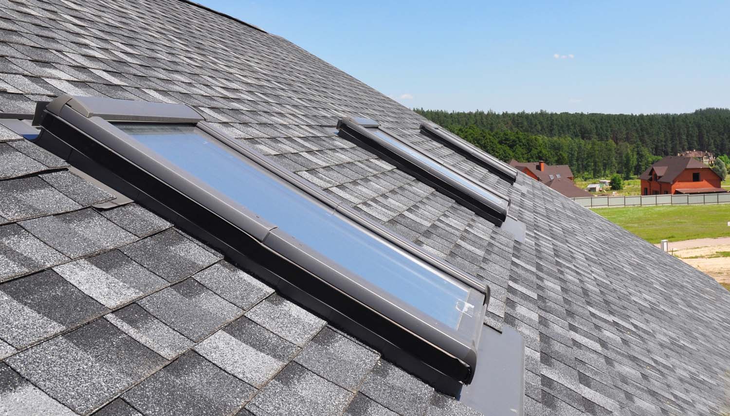 view of skylights from the roofline