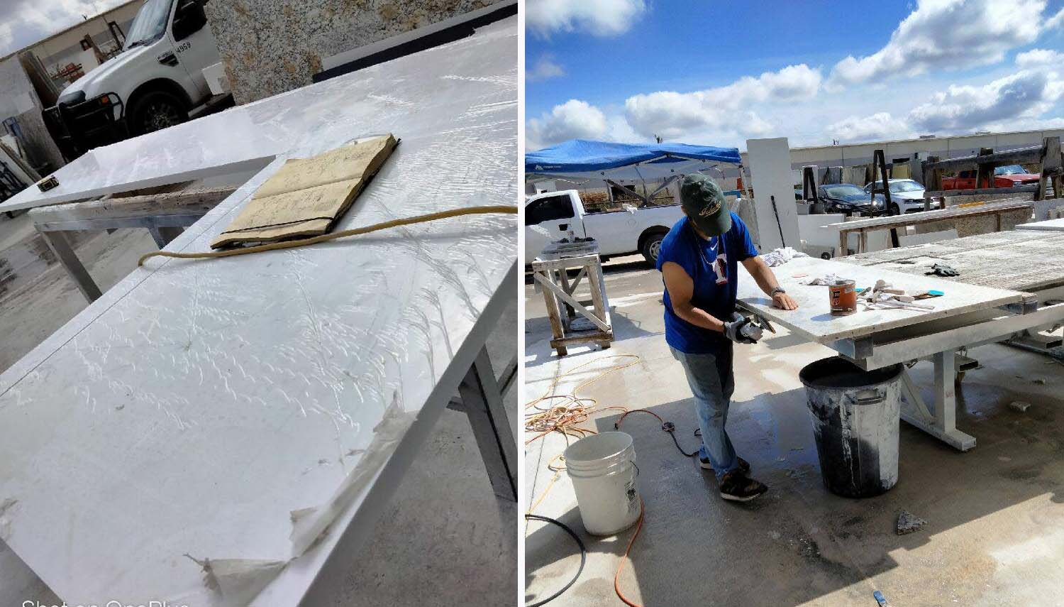 san antonio contractor in slab yard for countertop installation