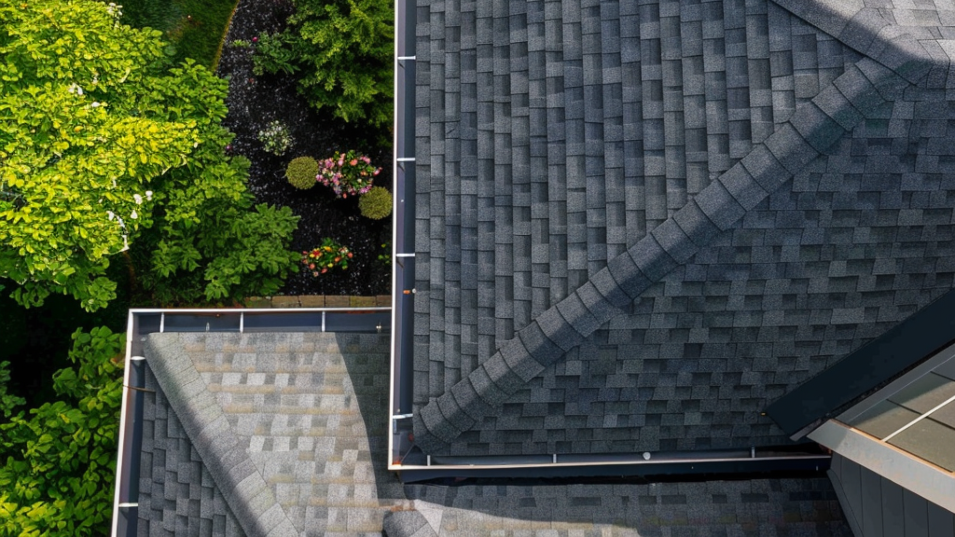 top down view of gutters on a home