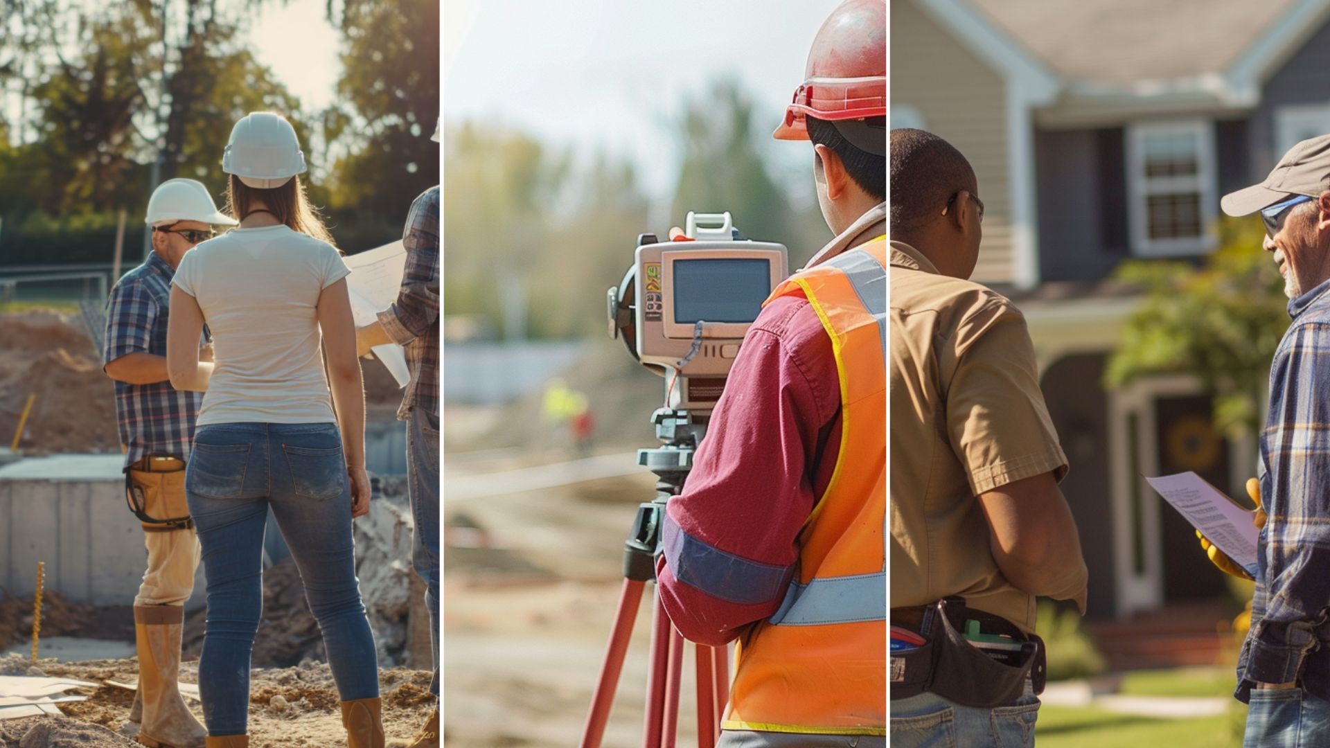 A reliable roofing contractor is talking to the homeowner standing on the lawn facing the house that has vinyl siding. The atmosphere includes collaboration and consultation, highlighting the home improvement process</p>
<p>A group of 2 contractors and one designer inspecting the foundation of a renovation project with their backs turned, focusing on the foundation repair. they are wearing safety hat and drawing plan.</p>
<p>A group of 2 contractors and one designer inspecting the foundation of a renovation project with their backs turned, focusing on the foundation repair. they are wearing safety hat and drawing plan. 