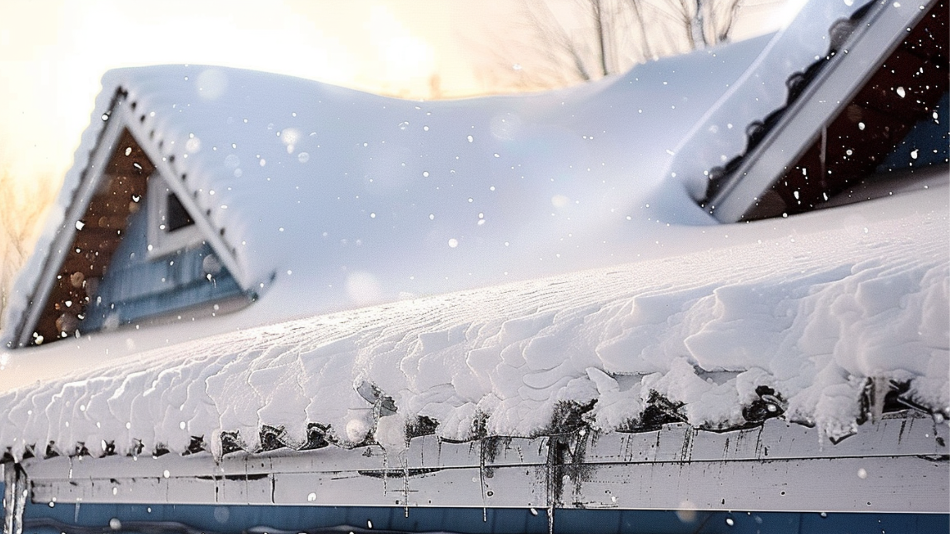 create an image of a roof that is full of snow