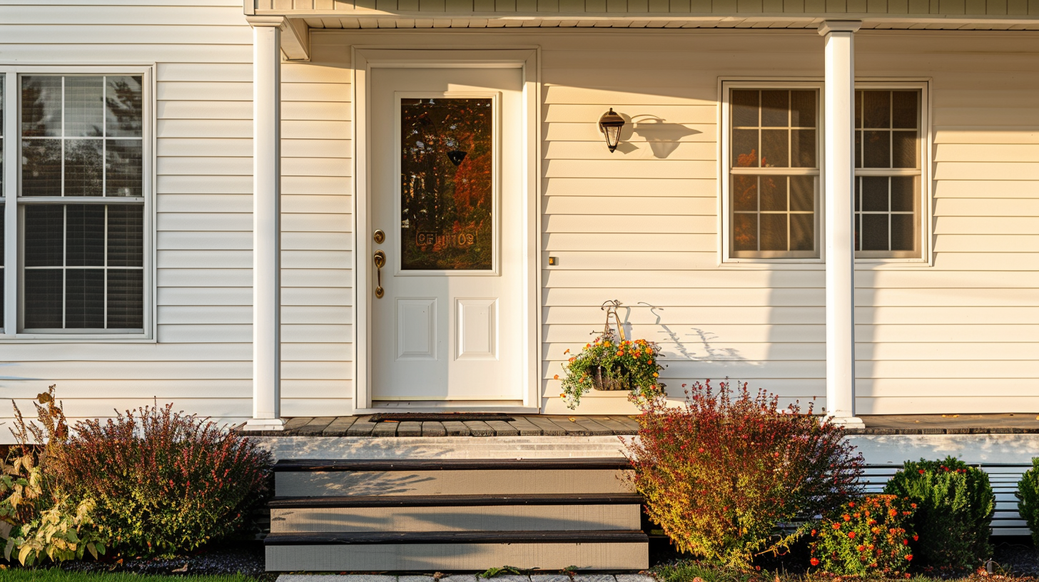 An aesthetically beautiful home with vinyl siding.