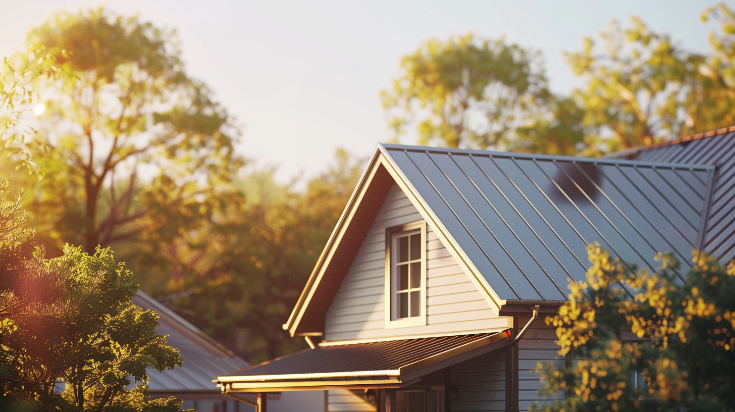 A modern house with steel roof.