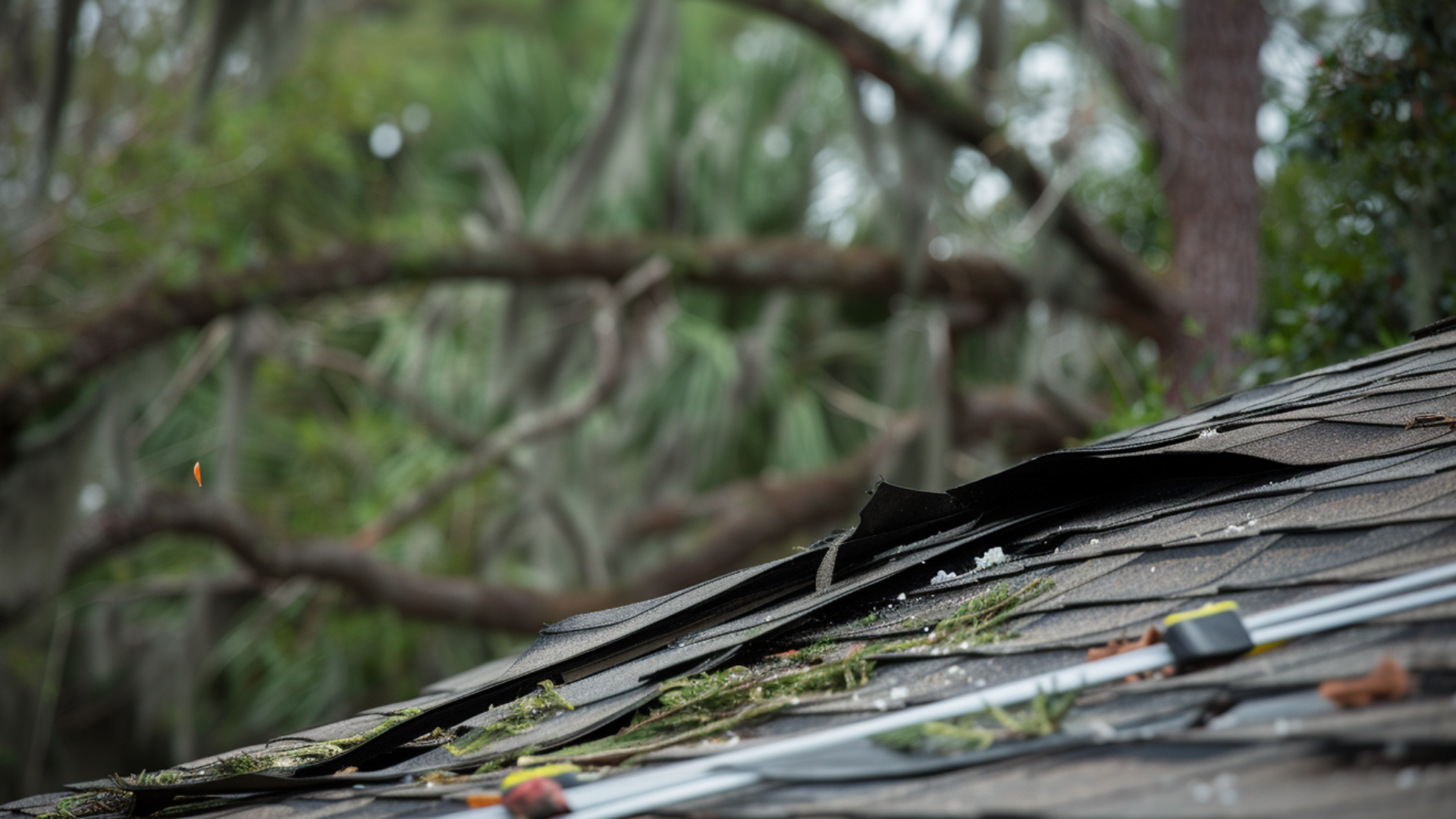 A roof that is experiencing a shrinkage.