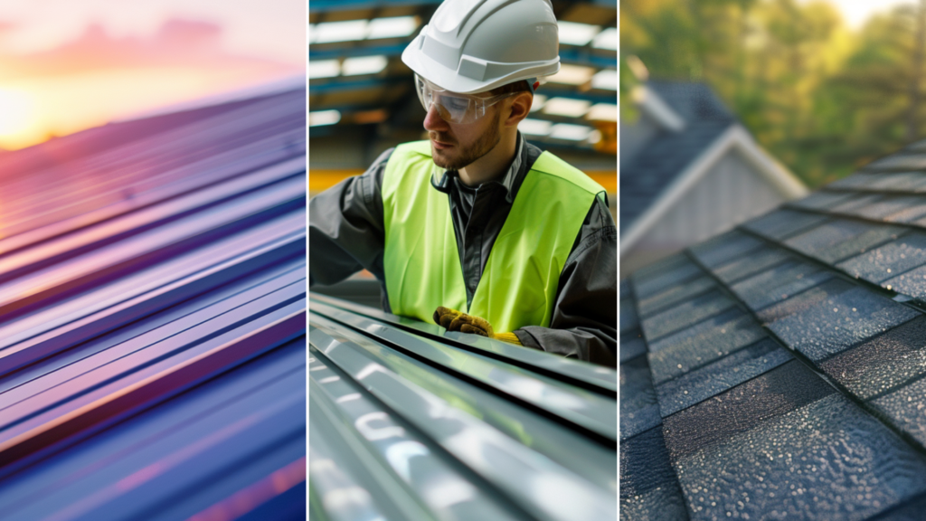 A roofing expert checking the metal roof.