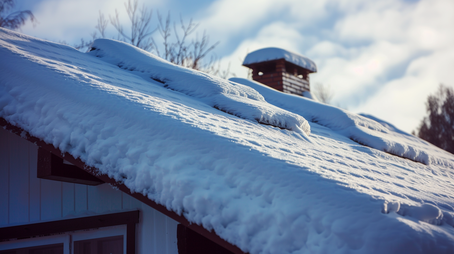 A roof covered with snow.