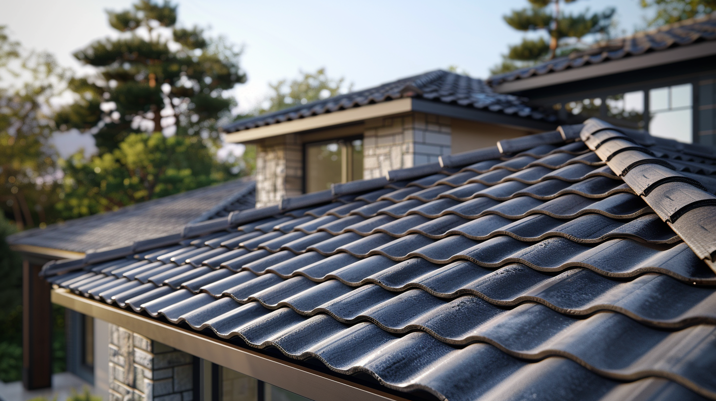 A house with a composite tile roof installed.
