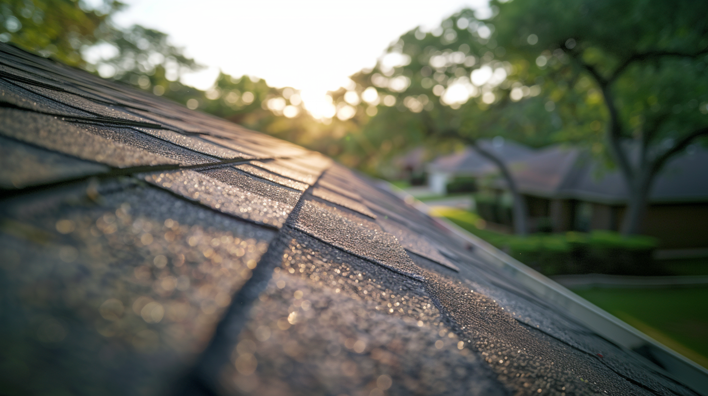 An asphalt shingle was installed in a residential house.