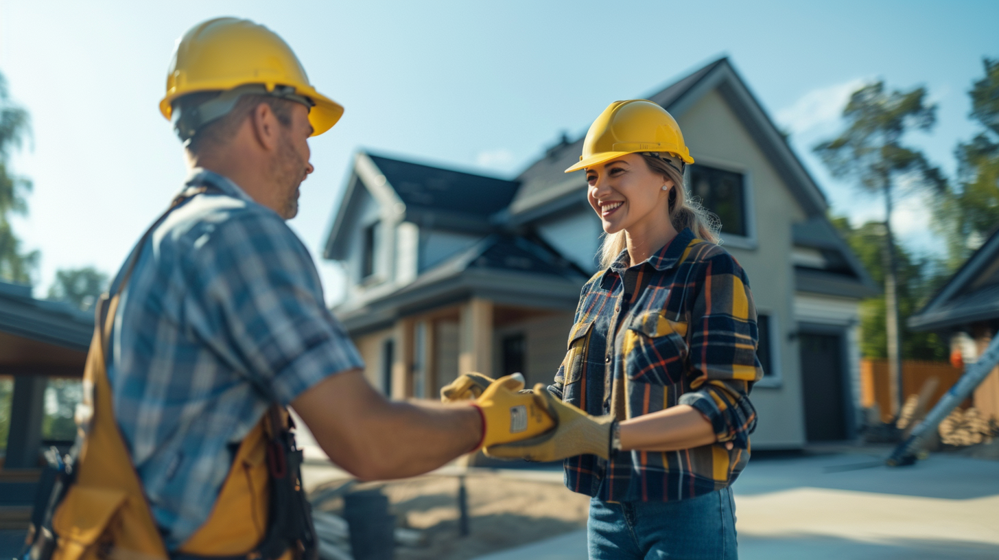 A client talking with roofing contractor.