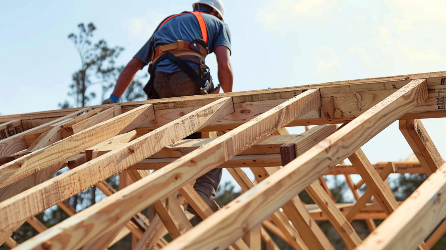 A professional roofer working on a residential roofing project.