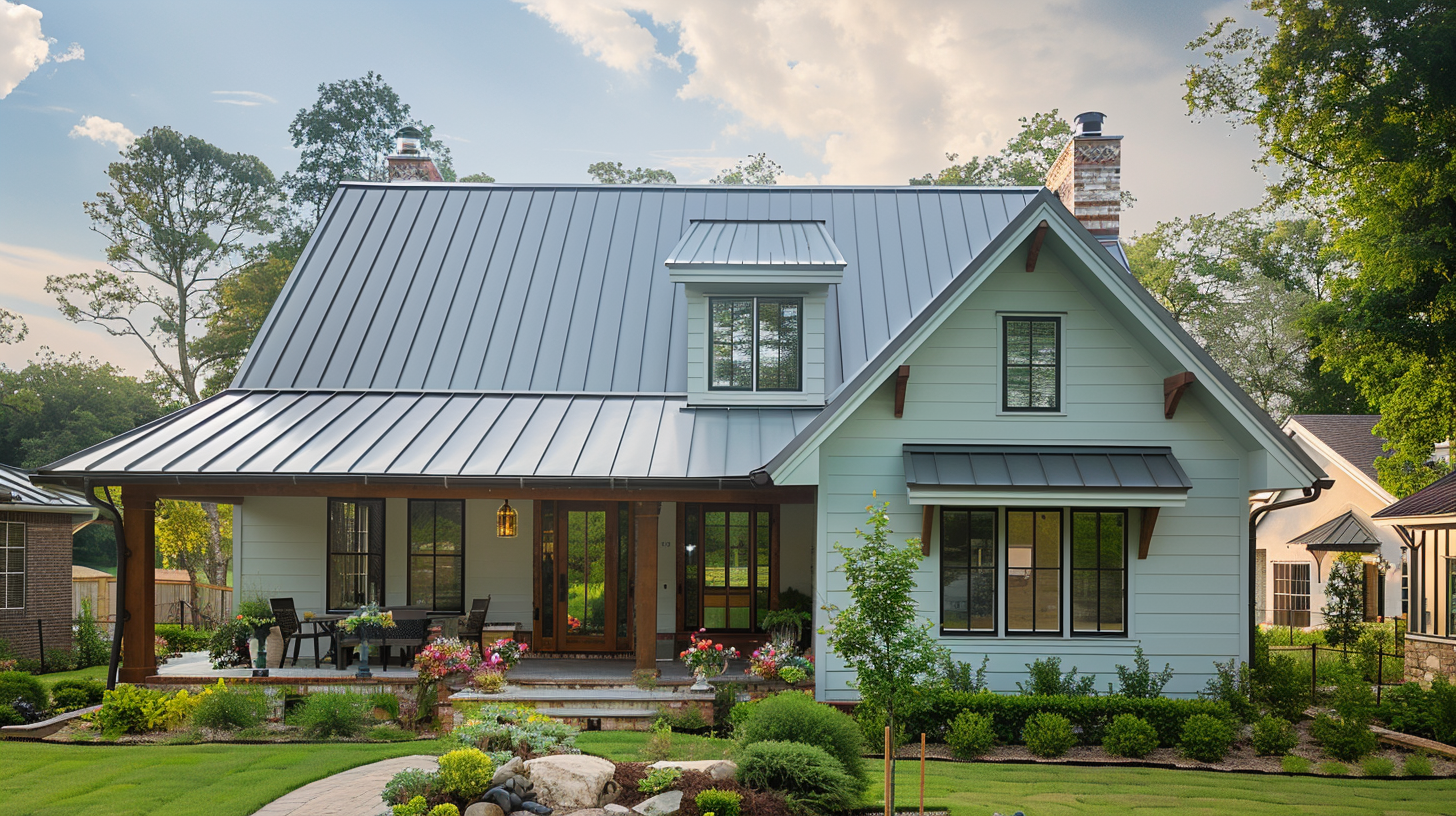 A house with metal roofing.