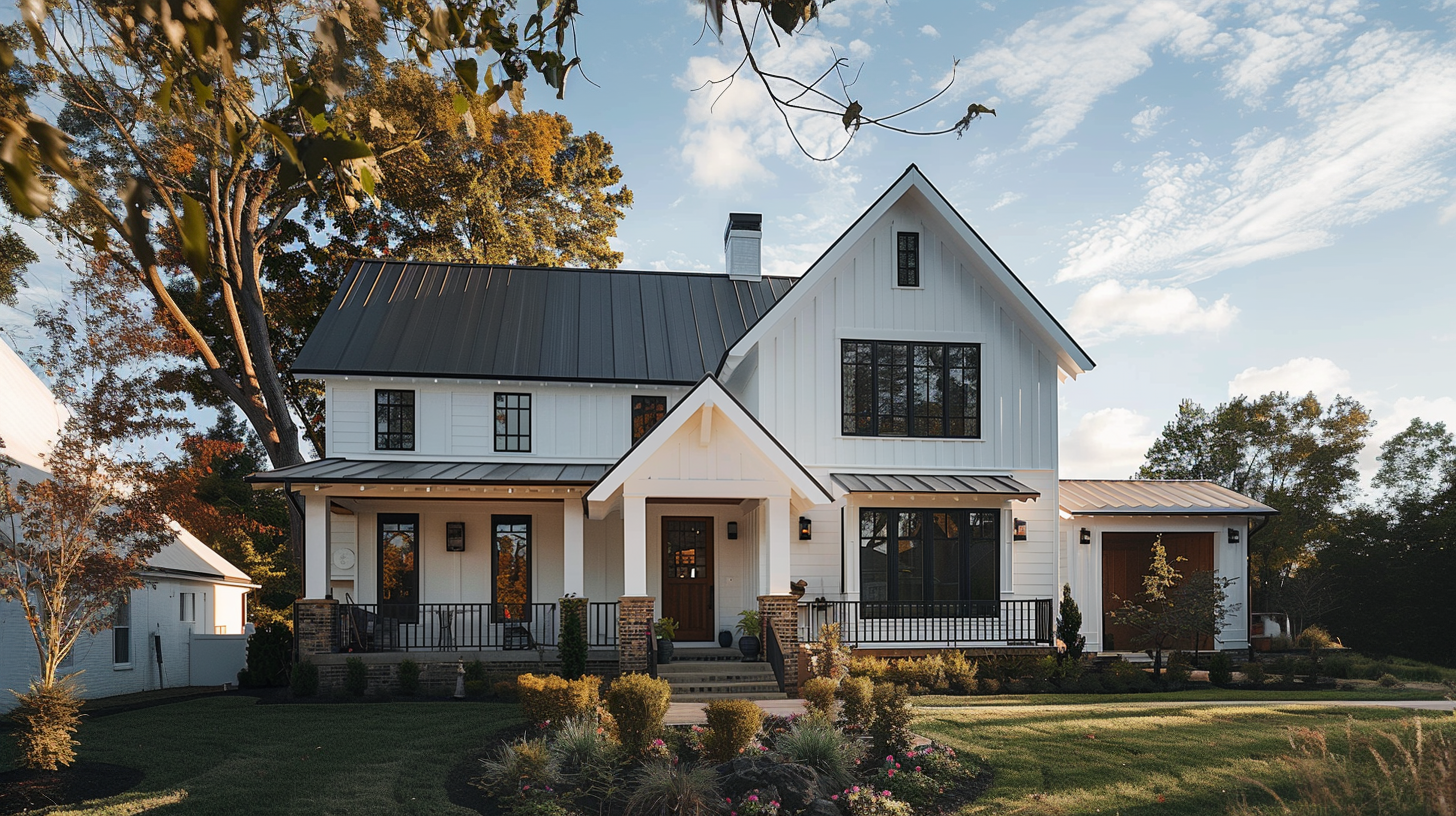 A new house with metal roofing.