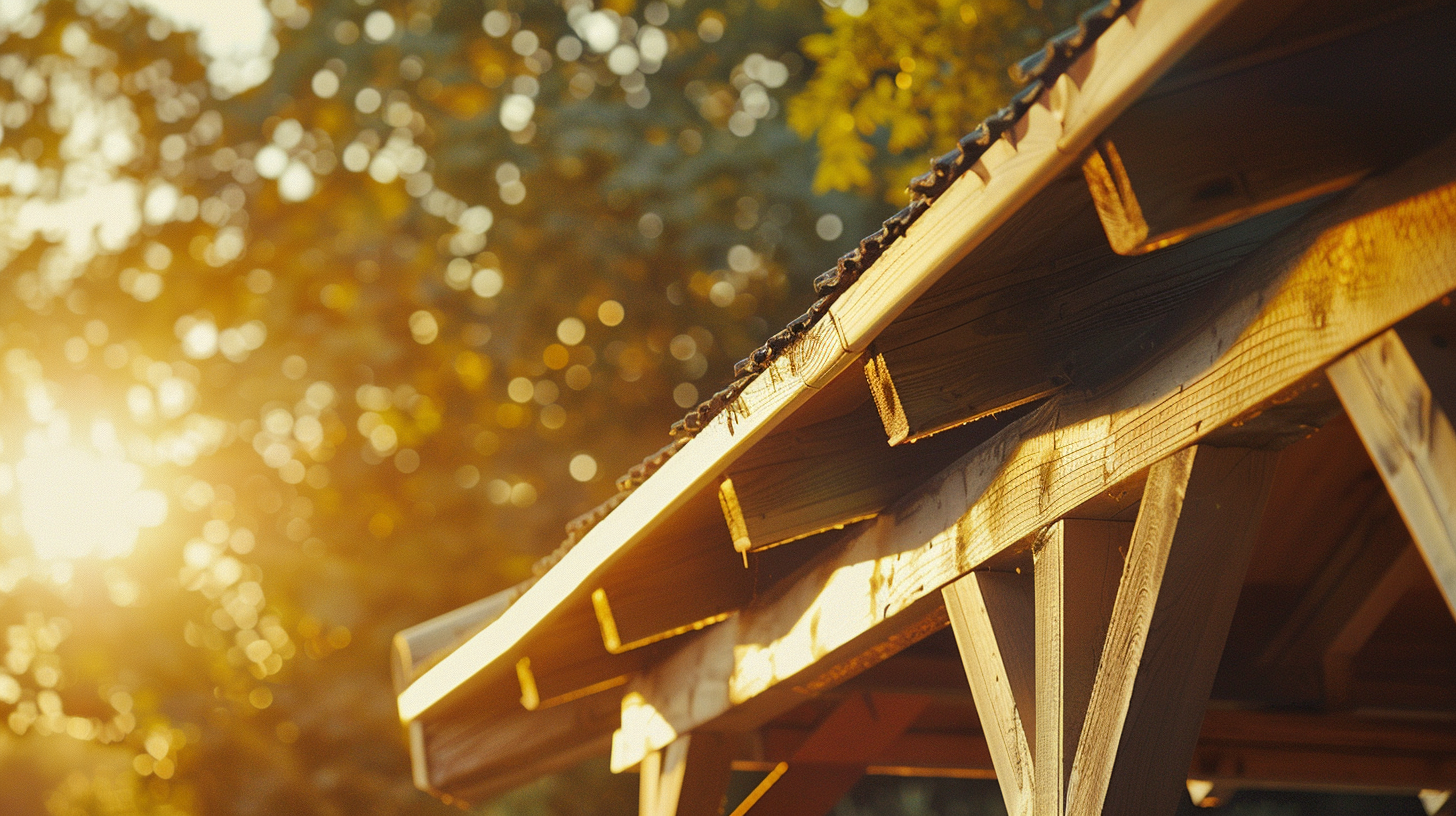 a roof wood truss on a suburban house.