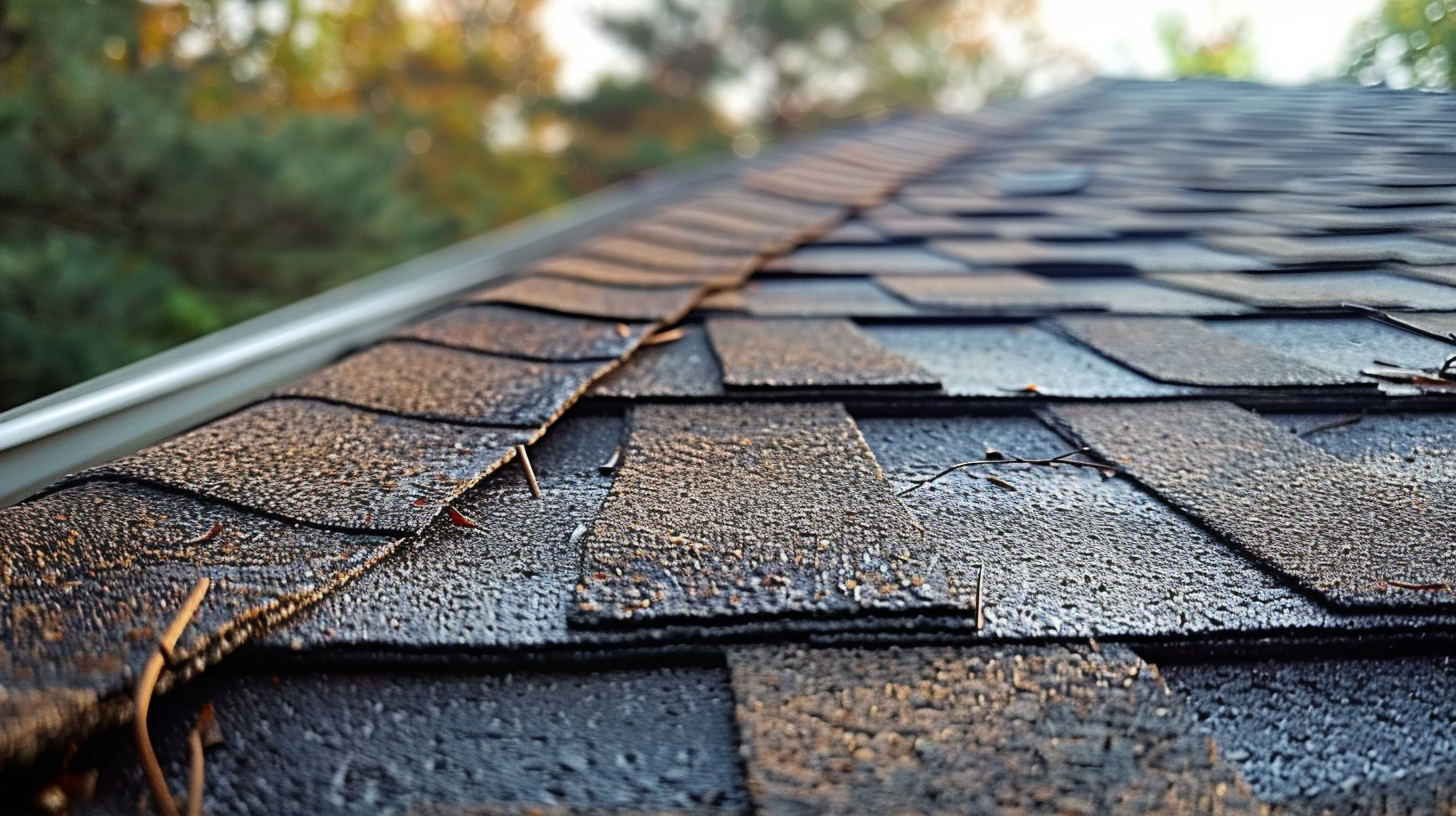An asphalt shingles that was incorrectly installed.