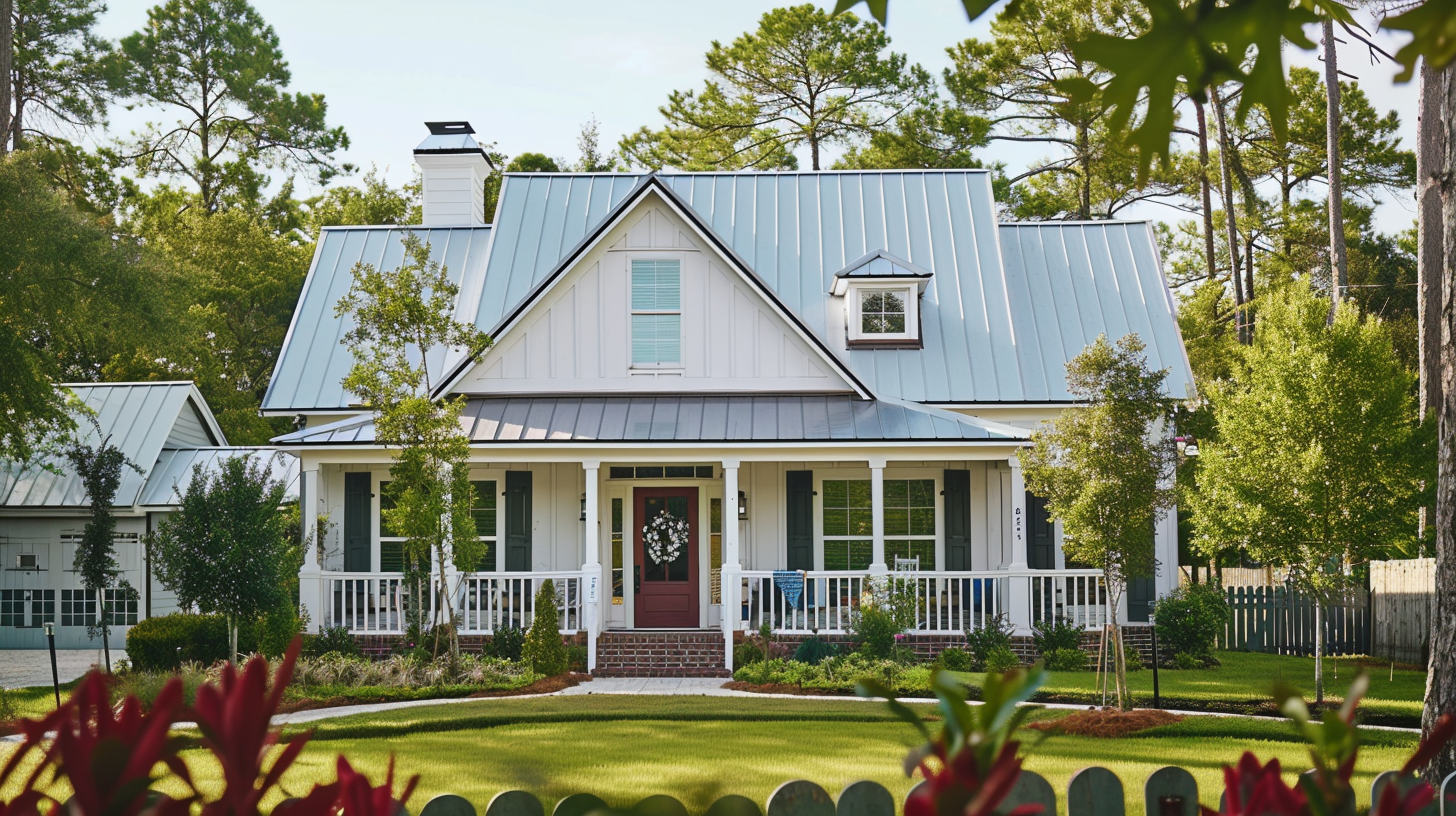 A residential house on TX with metal roofing.