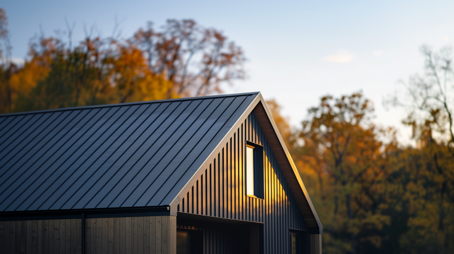 A residential house with a durable metal roofing.