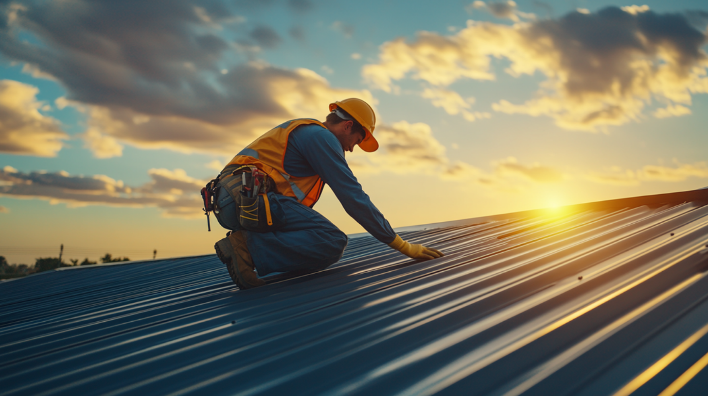 A professional roofer properly installing a metal roof to ensure durability.