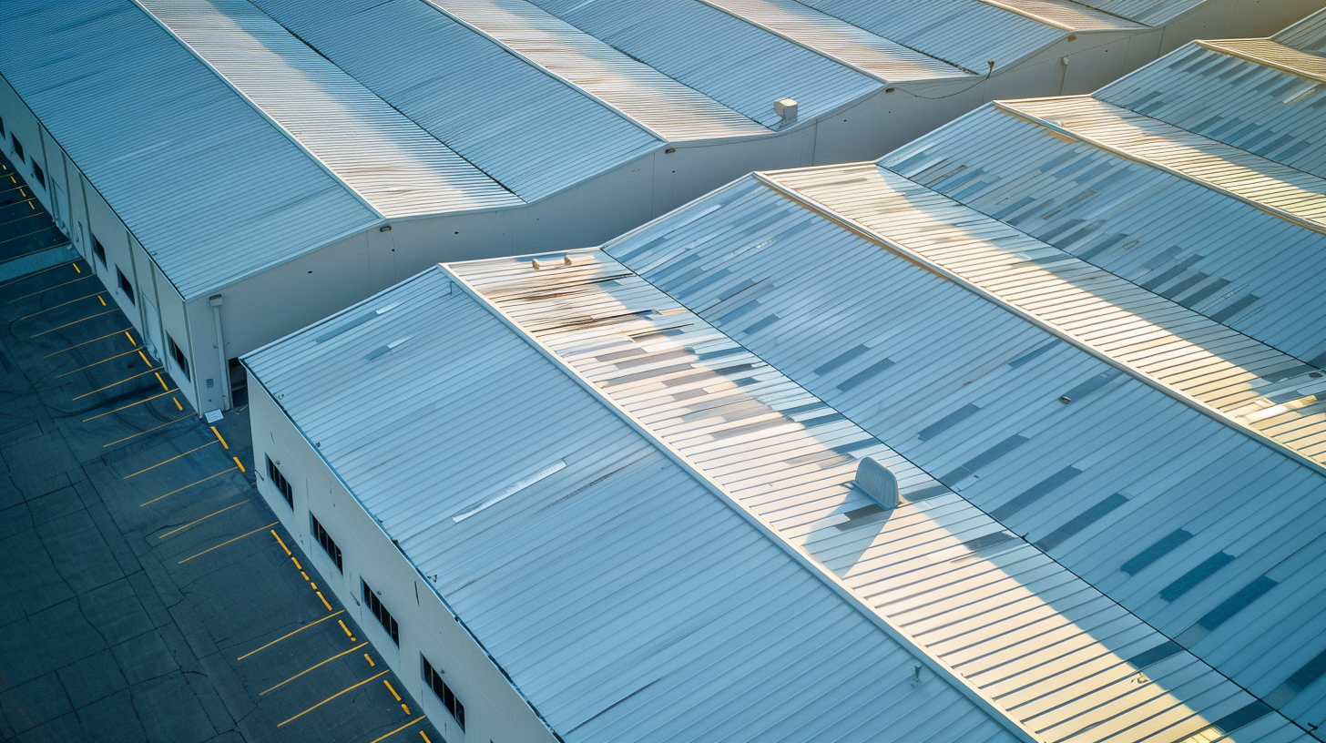 An image of a commercial roofing warehouse building in San Antonio, Texas.