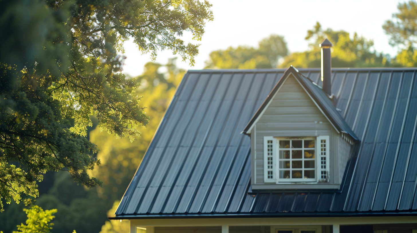 image of a residential house with metal roofing