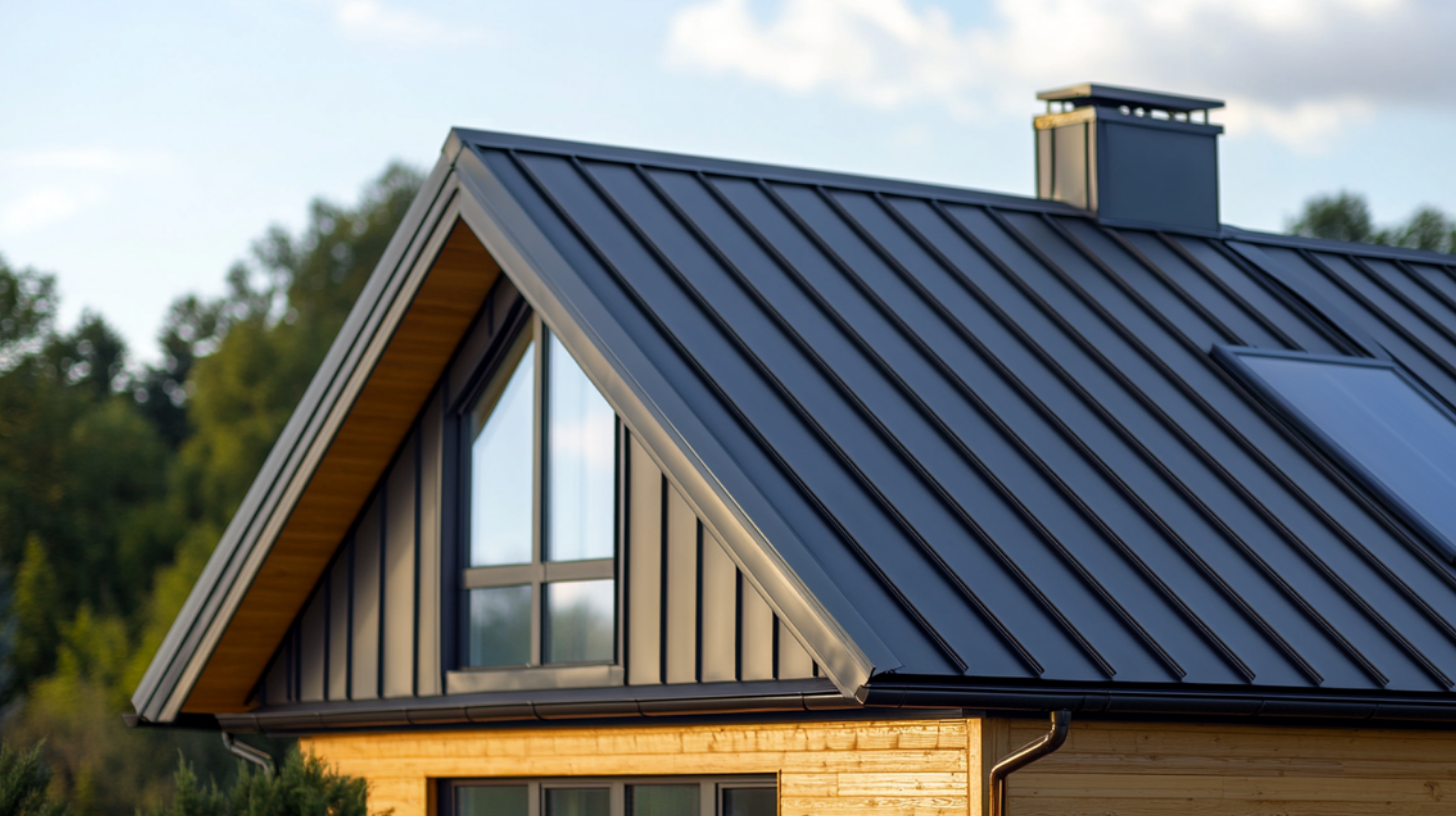 A residential house with metal roofing.