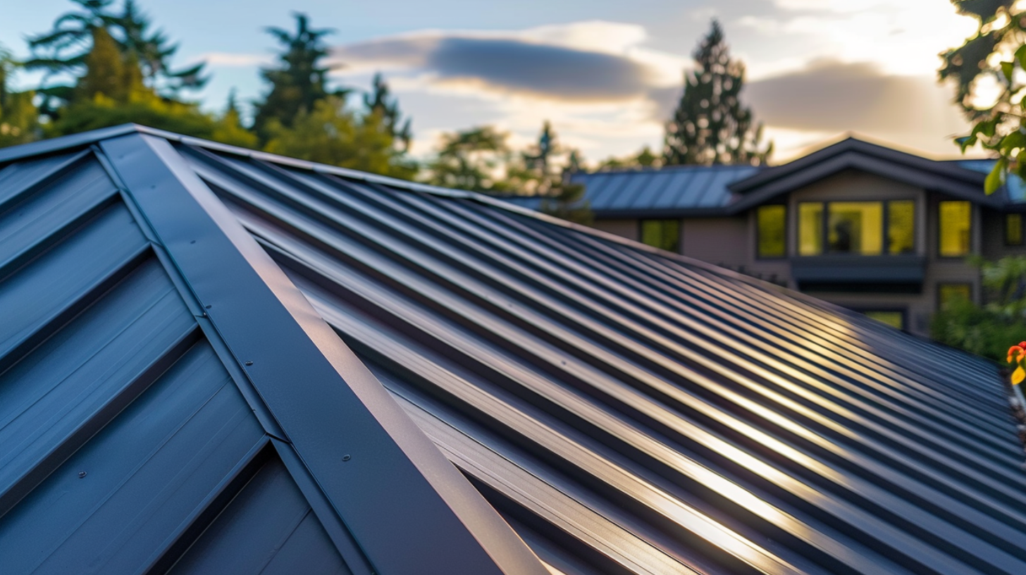 A standing seam metal roof beautifully installed in a house.