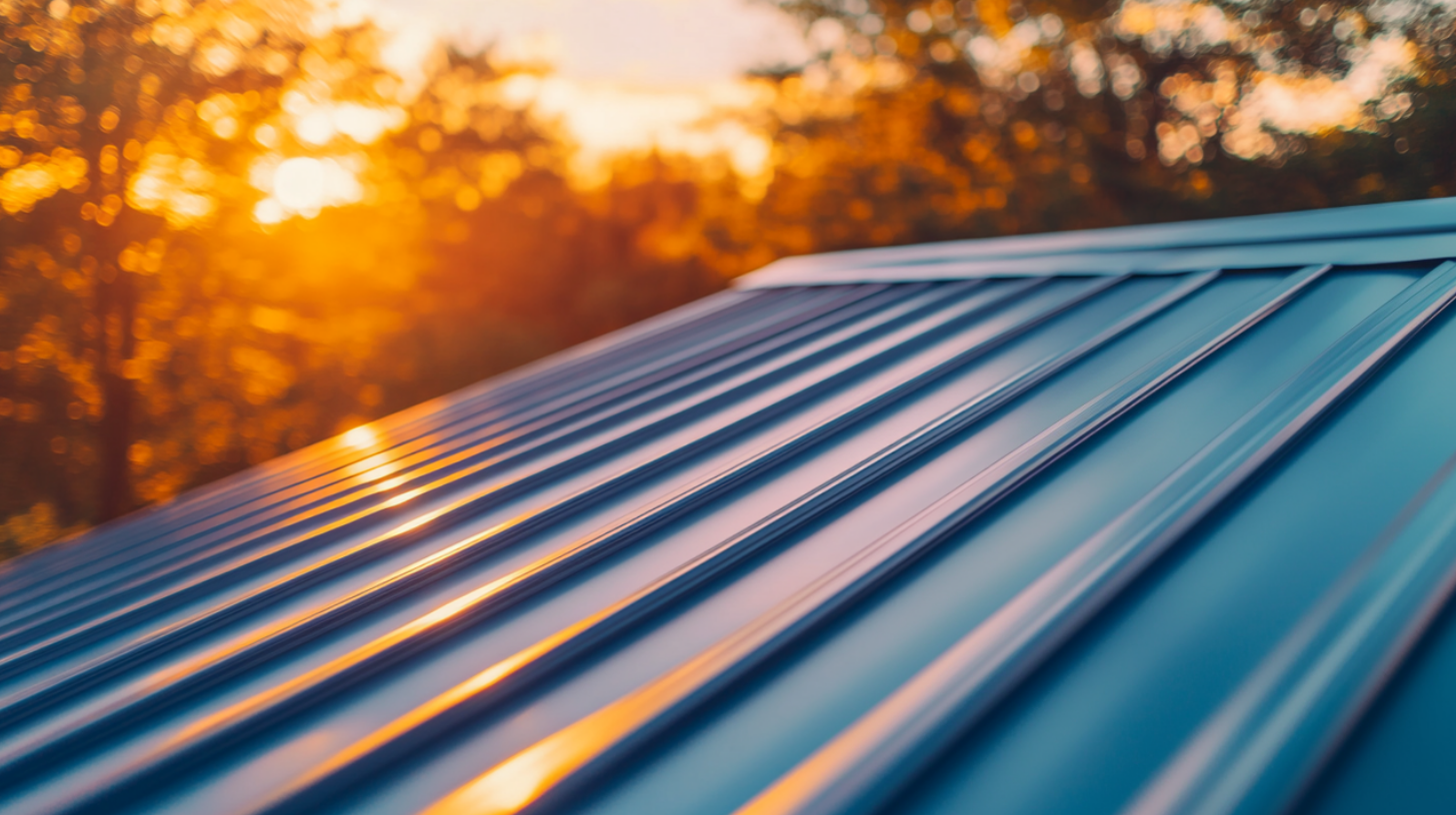 A close up image of a standing seam metal roof.