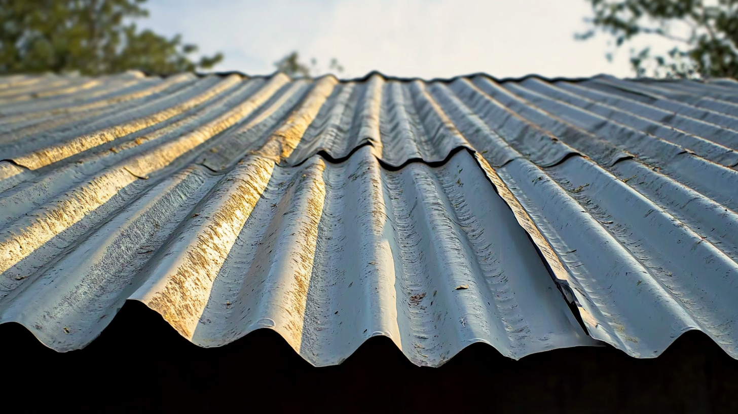 A meta roof that is damaged and not well maintained.