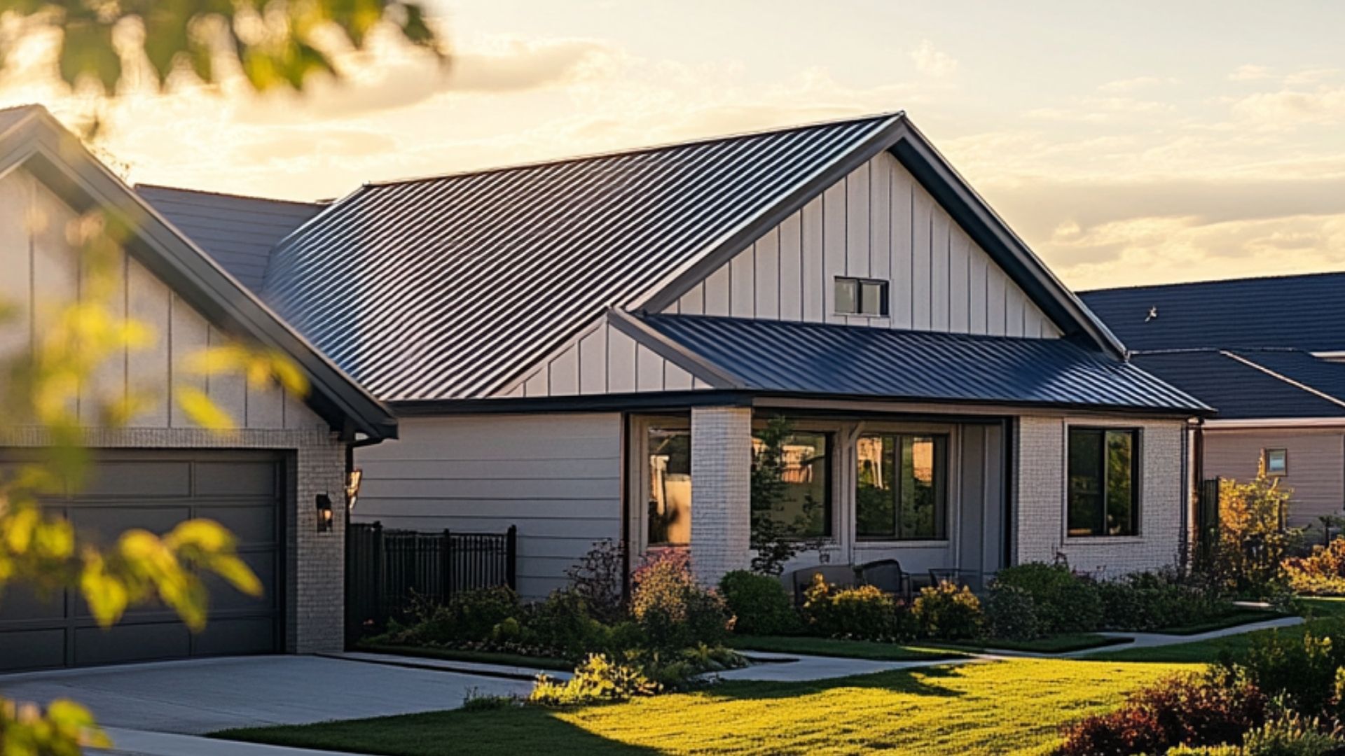 an image of a sleek residential image featuring seamlessly integrated thermoplastic roof, blending harmoniously with the modern roof structure for an aesthetically pleasing look.