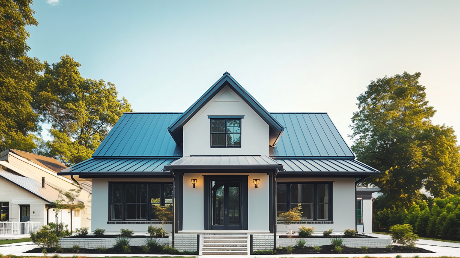 A house with metal roofing installed.